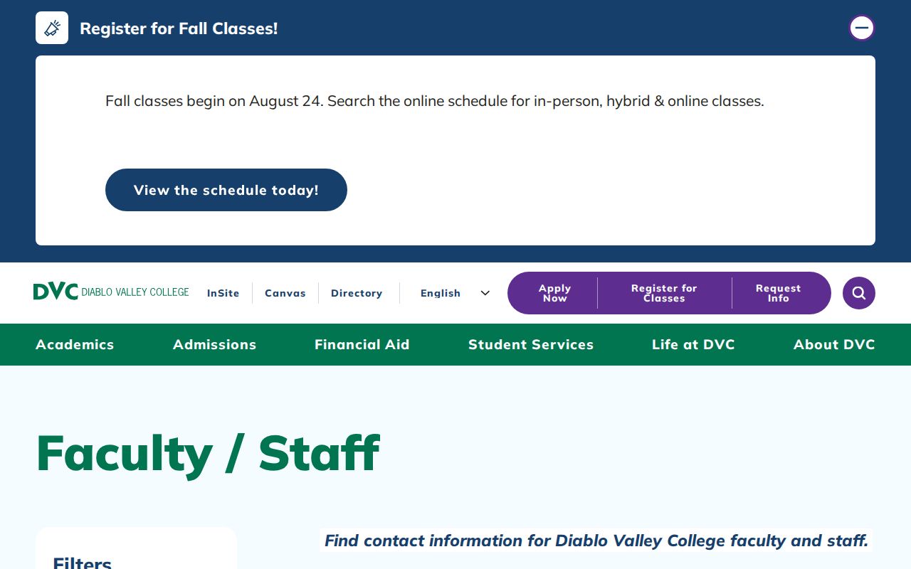 Pleasant Hill people search in the Diablo Valley College directory