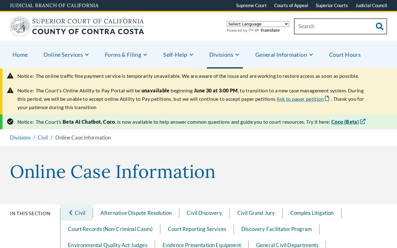 Pleasant Hill people search through Contra Costa court records