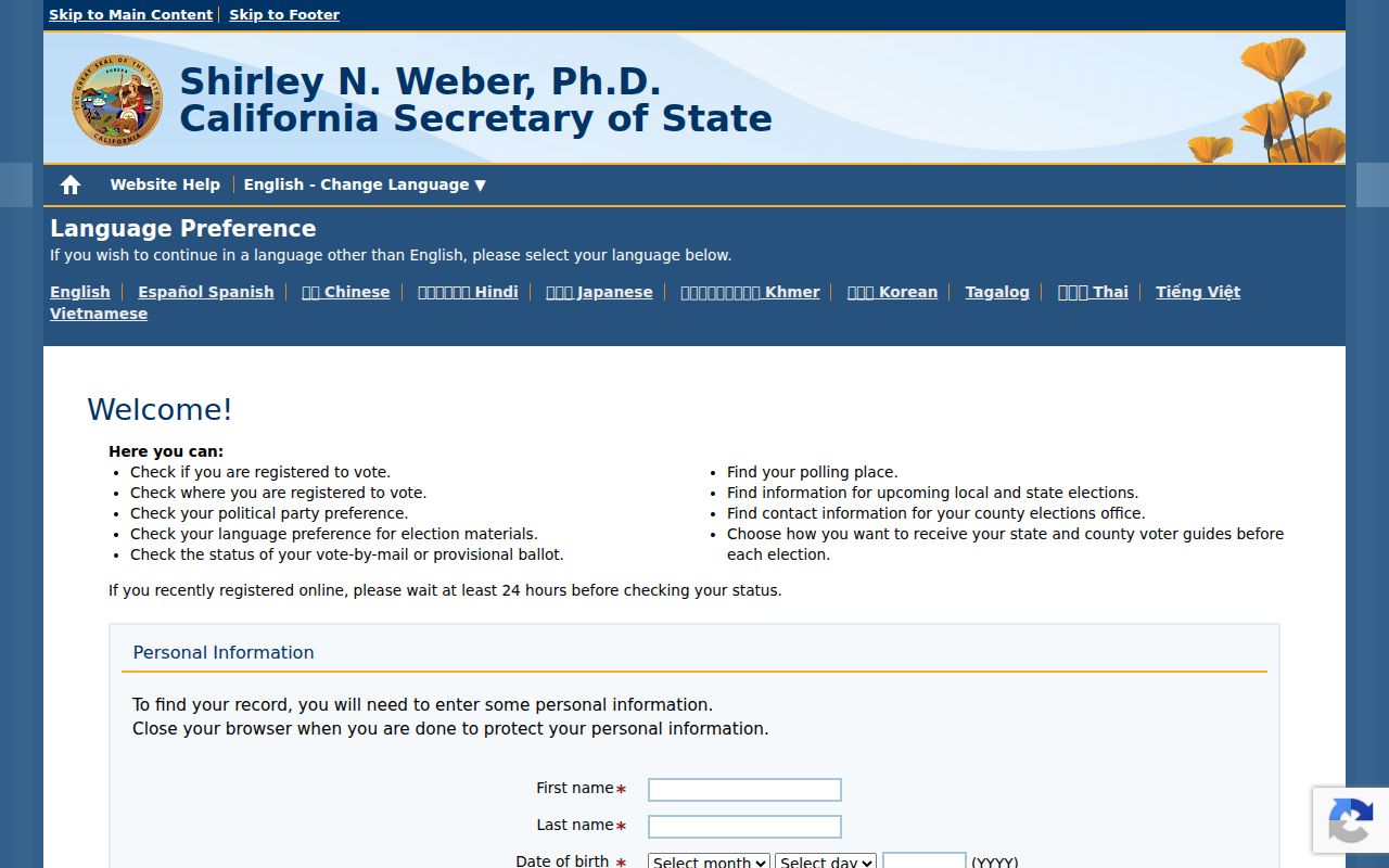 Pleasant Hill people search using California voter status