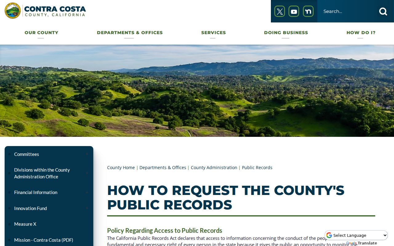 Pleasant Hill public records Contra Costa County request guidance