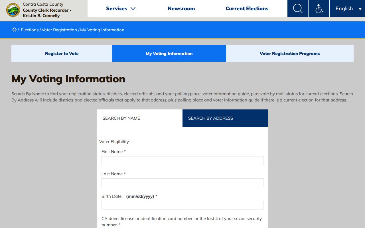 Pleasant Hill voter records Contra Costa My Voting Information lookup