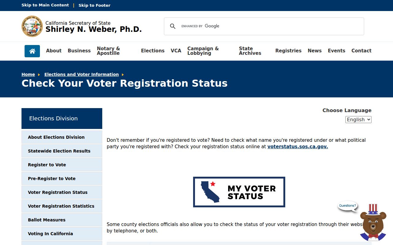 Pleasant Hill voter registration records status lookup route